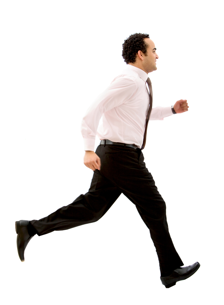 Business man running isolated over a white background